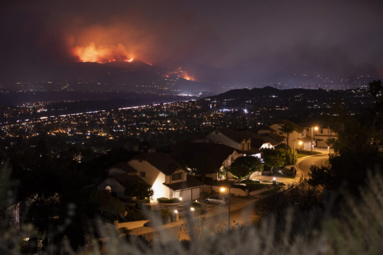 wildfire near homes